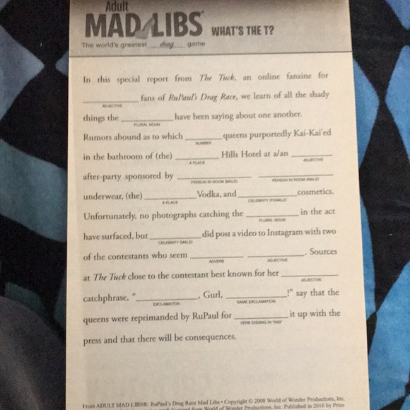 ✨🆕RuPaul’s Drag Race *ADULT* Mad Libs! BN!💄💅✨ - Picture 10 of 11